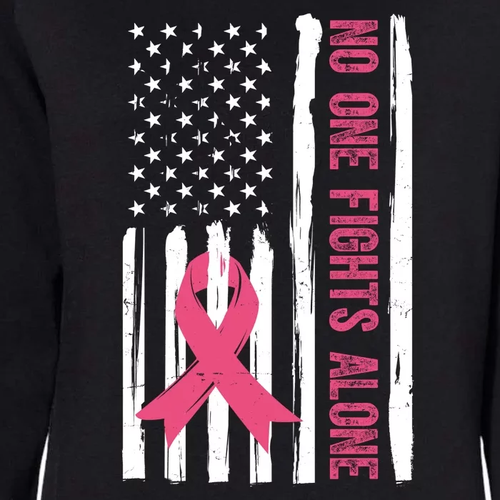 No One Fights Alone Breast Cancer Usa Ribbon Womens California Wash Sweatshirt