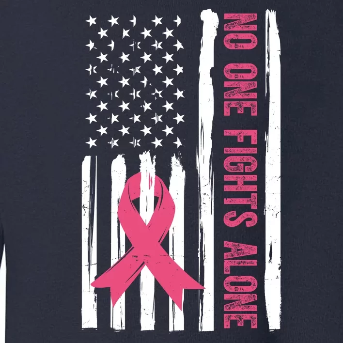 No One Fights Alone Breast Cancer Usa Ribbon Toddler Sweatshirt