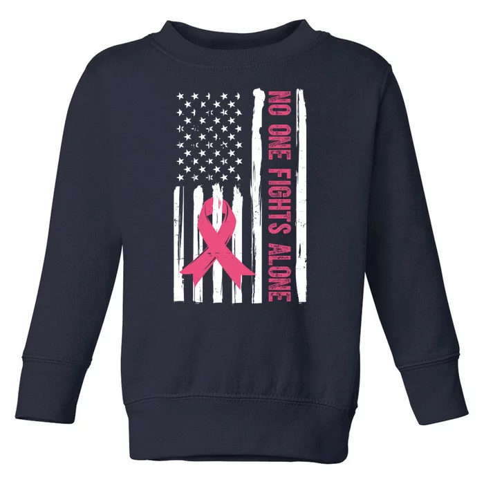 No One Fights Alone Breast Cancer Usa Ribbon Toddler Sweatshirt