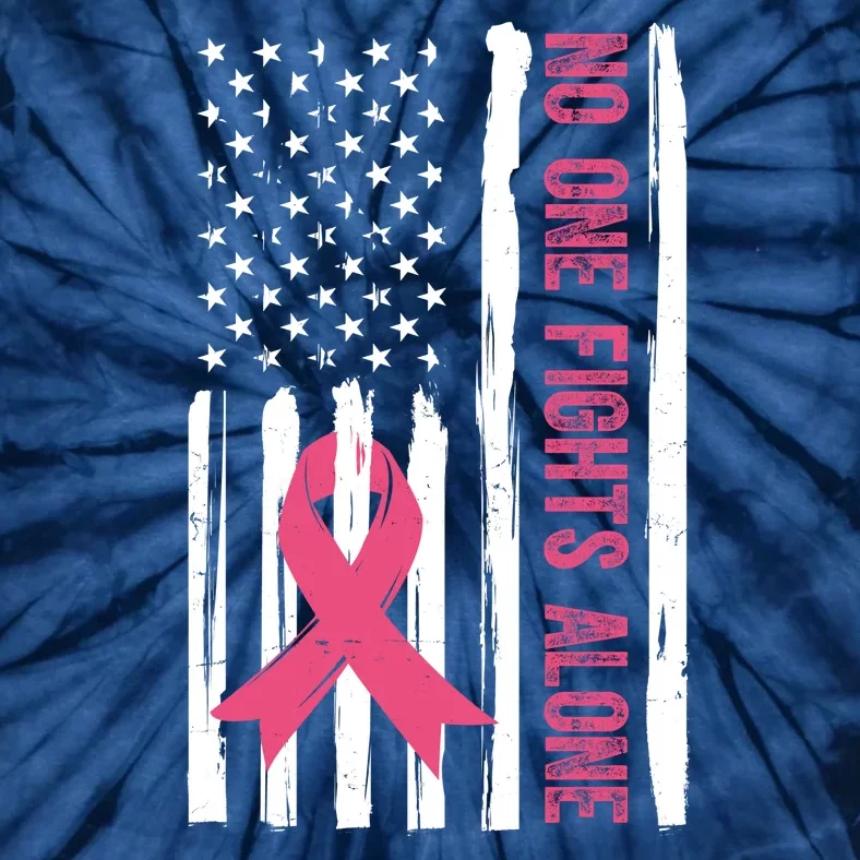 No One Fights Alone Breast Cancer Usa Ribbon Tie-Dye T-Shirt