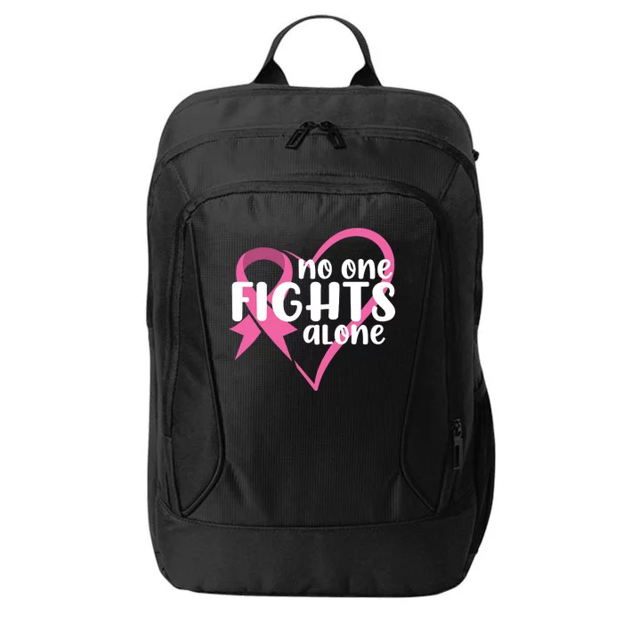 No One Fights Alone Breast Cancer Heart City Backpack