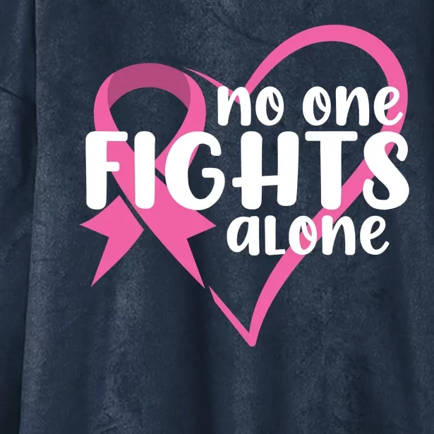 No One Fights Alone Breast Cancer Heart Hooded Wearable Blanket