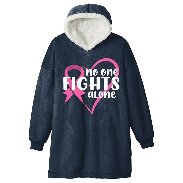 No One Fights Alone Breast Cancer Heart Hooded Wearable Blanket