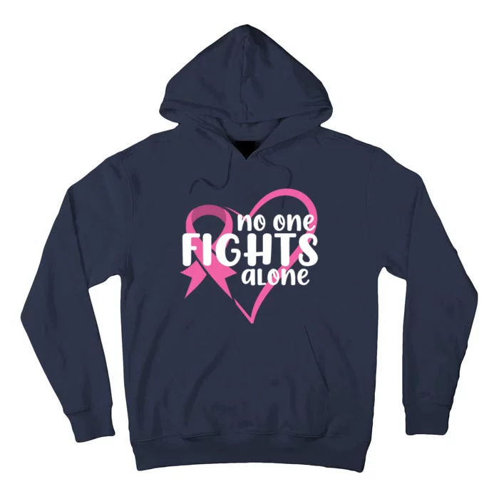 No One Fights Alone Breast Cancer Heart Tall Hoodie