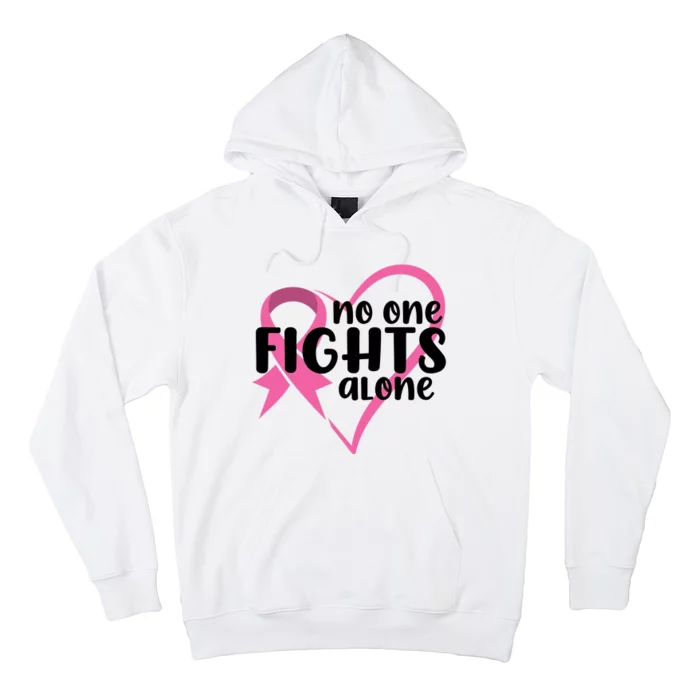 No One Fights Alone Breast Cancer Heart Hoodie