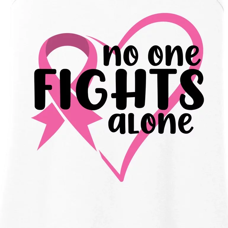 No One Fights Alone Breast Cancer Heart Ladies Essential Tank