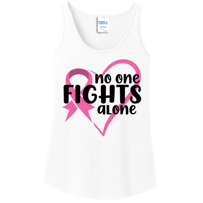 No One Fights Alone Breast Cancer Heart Ladies Essential Tank