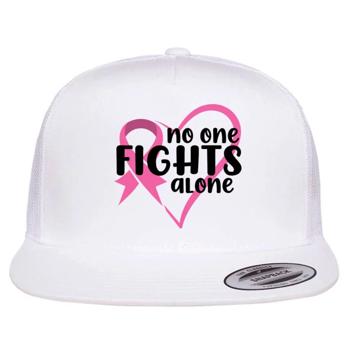 No One Fights Alone Breast Cancer Heart Flat Bill Trucker Hat