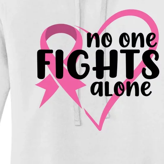 No One Fights Alone Breast Cancer Heart Women's Pullover Hoodie