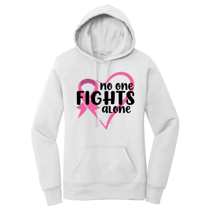 No One Fights Alone Breast Cancer Heart Women's Pullover Hoodie