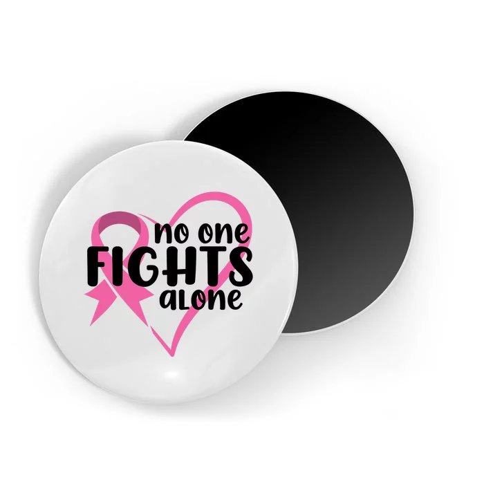 No One Fights Alone Breast Cancer Heart Magnet