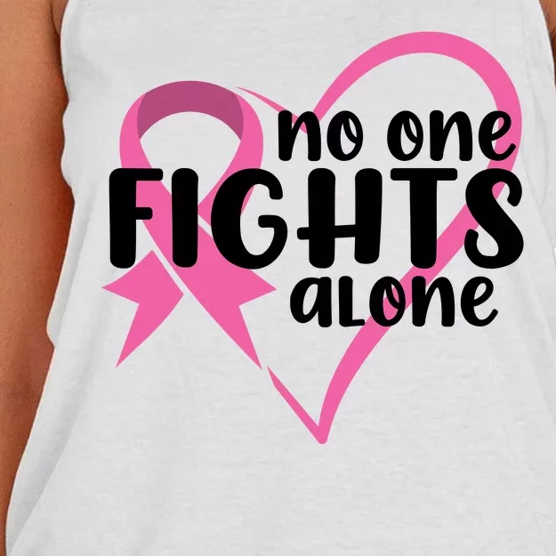 No One Fights Alone Breast Cancer Heart Women's Knotted Racerback Tank