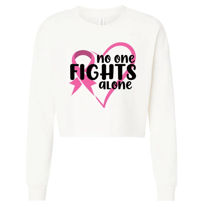 No One Fights Alone Breast Cancer Heart Cropped Pullover Crew