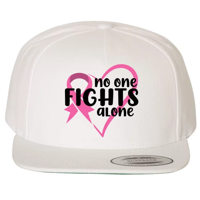 No One Fights Alone Breast Cancer Heart Wool Snapback Cap