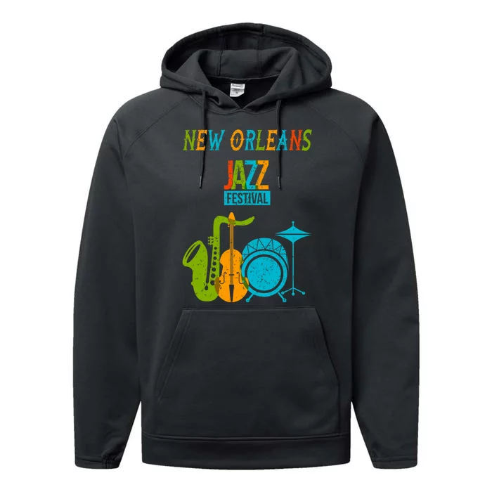 New Orleans Festival Of Jazz Music Gift Louisiana Jazz Performance Fleece Hoodie