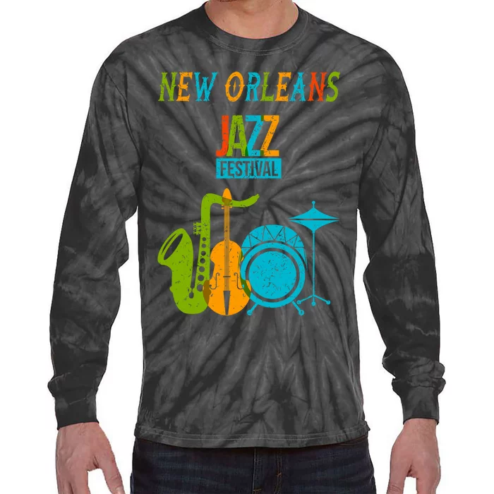 New Orleans Festival Of Jazz Music Gift Louisiana Jazz Tie-Dye Long Sleeve Shirt