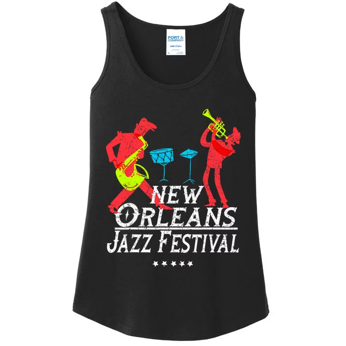 New Orleans Festival Of Jazz Music Gift Louisiana Jazz Ladies Essential Tank