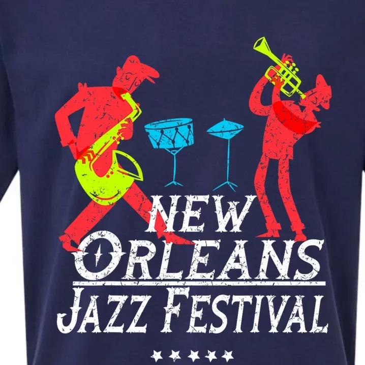 New Orleans Festival Of Jazz Music Gift Louisiana Jazz Sueded Cloud Jersey T-Shirt