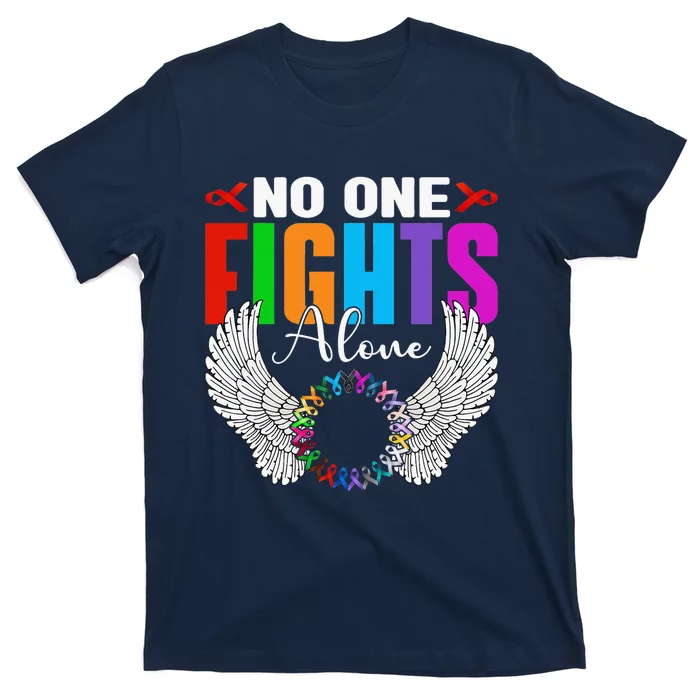 No One Fight Alone Angel Wings World Cancer Day T-Shirt