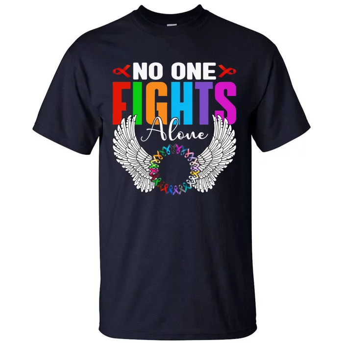 No One Fight Alone Angel Wings World Cancer Day Tall T-Shirt