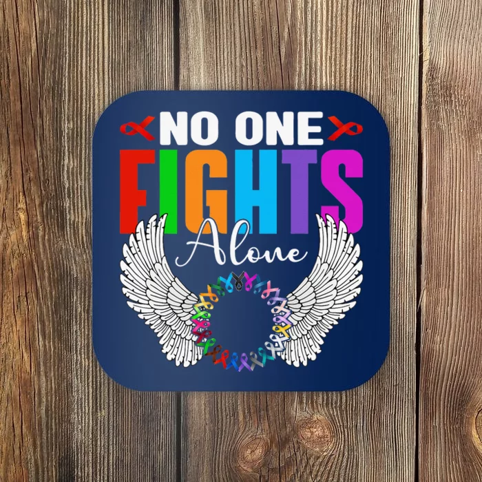 No One Fight Alone Angel Wings World Cancer Day Coaster