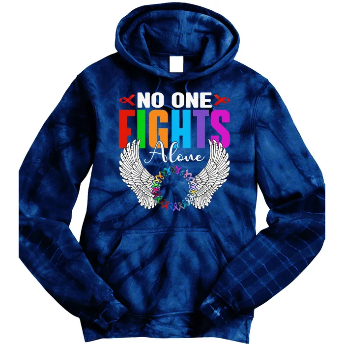 No One Fight Alone Angel Wings World Cancer Day Tie Dye Hoodie