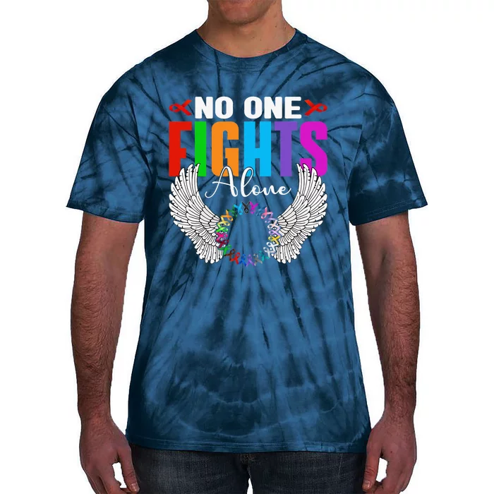 No One Fight Alone Angel Wings World Cancer Day Tie-Dye T-Shirt