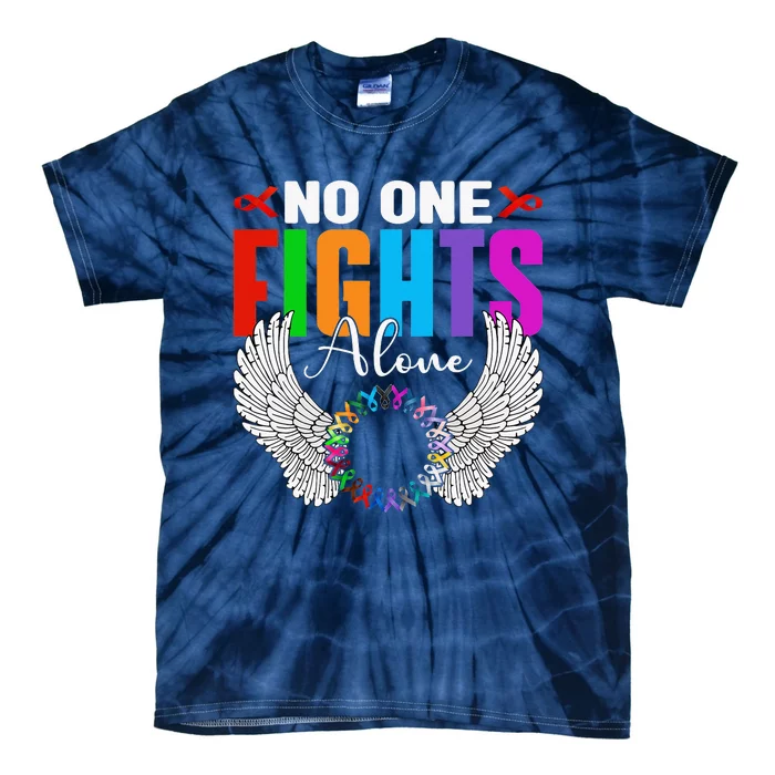 No One Fight Alone Angel Wings World Cancer Day Tie-Dye T-Shirt