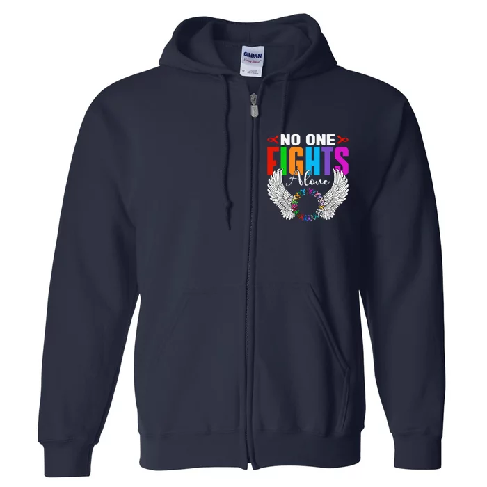 No One Fight Alone Angel Wings World Cancer Day Full Zip Hoodie