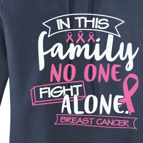 No One Fight Alone In This Family Pink Ribbon Breast Cancer Women's Pullover Hoodie