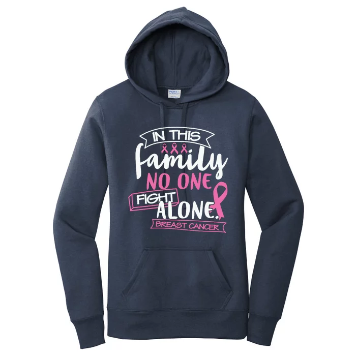 No One Fight Alone In This Family Pink Ribbon Breast Cancer Women's Pullover Hoodie