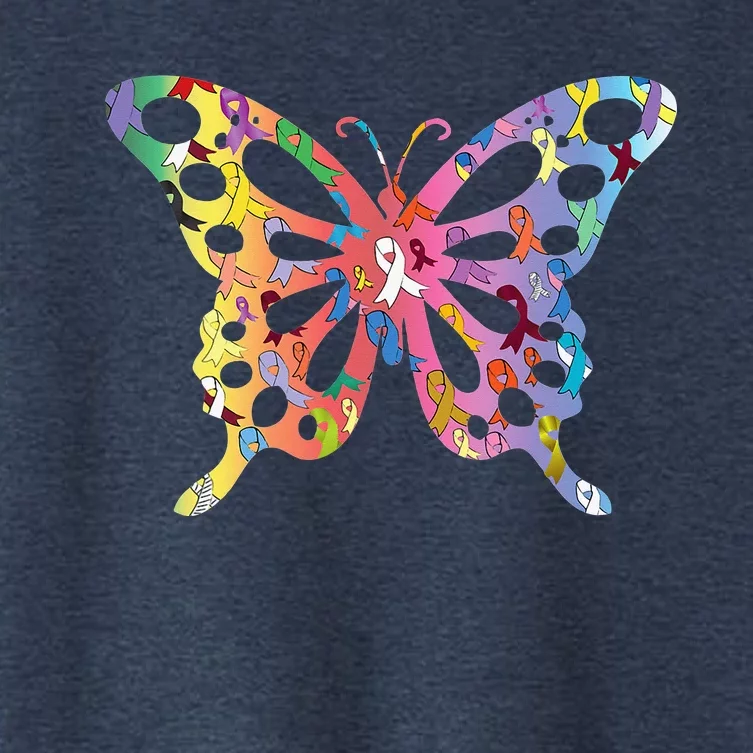 No One Fight Alone Butterfly All Cancer Matters Cancer Women's Crop Top Tee