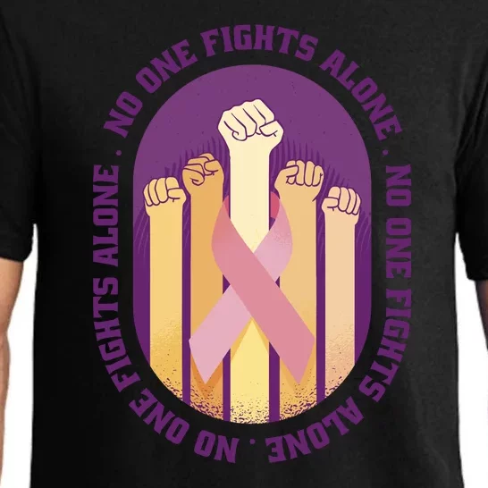 No One Fights Alone Breast Cancer Pajama Set