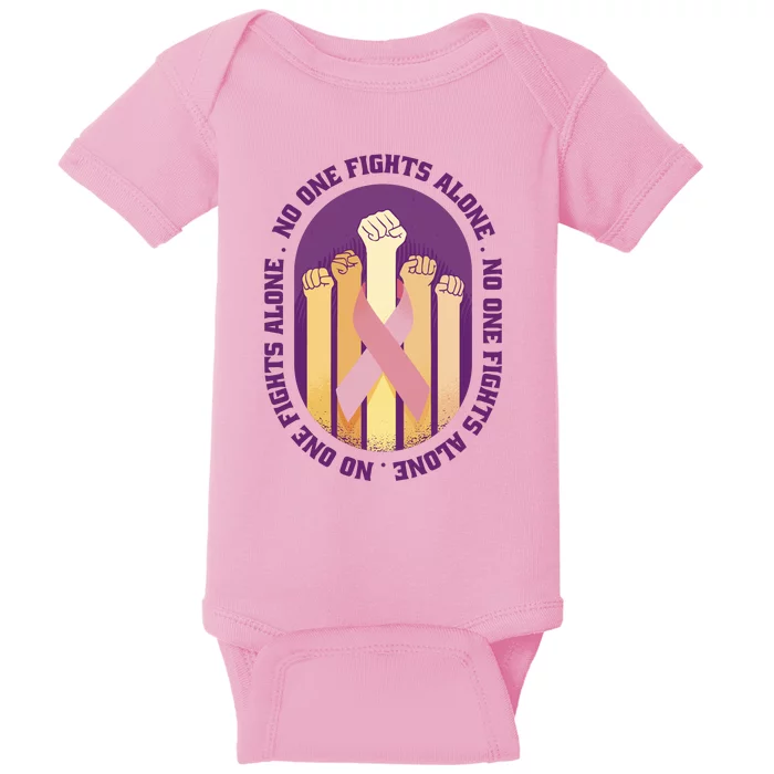 No One Fights Alone Breast Cancer Baby Bodysuit