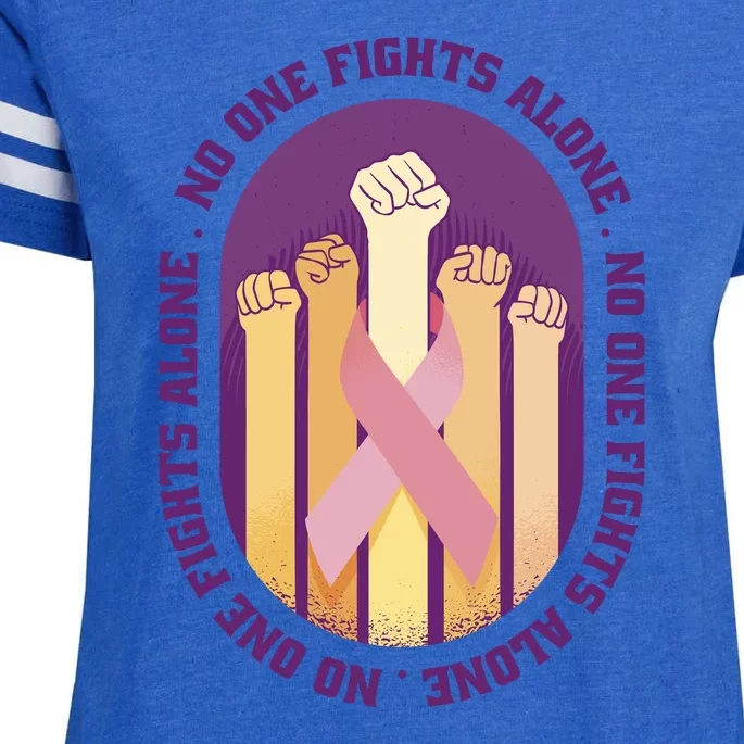 No One Fights Alone Breast Cancer Enza Ladies Jersey Football T-Shirt