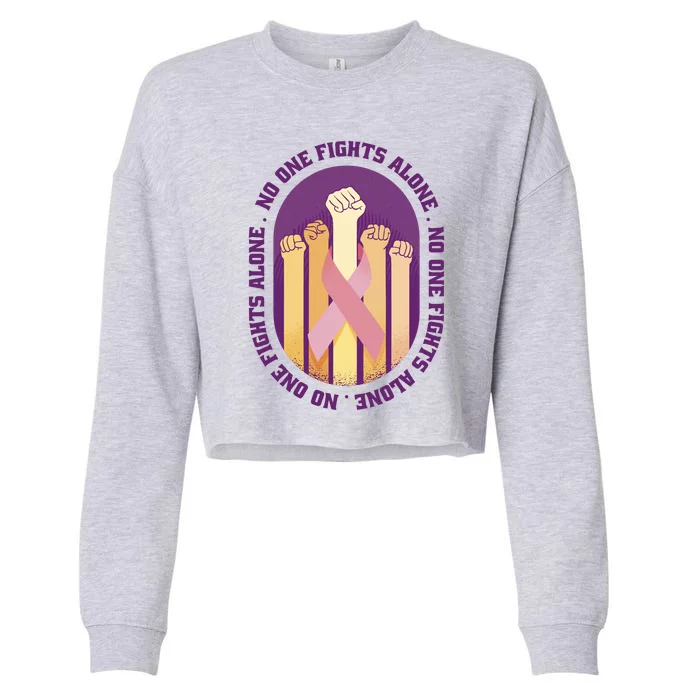 No One Fights Alone Breast Cancer Cropped Pullover Crew