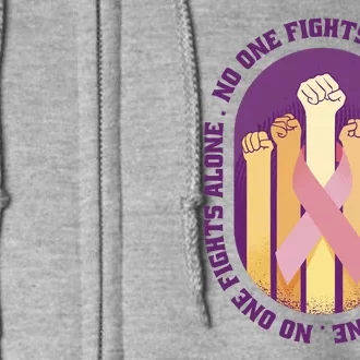 No One Fights Alone Breast Cancer Full Zip Hoodie