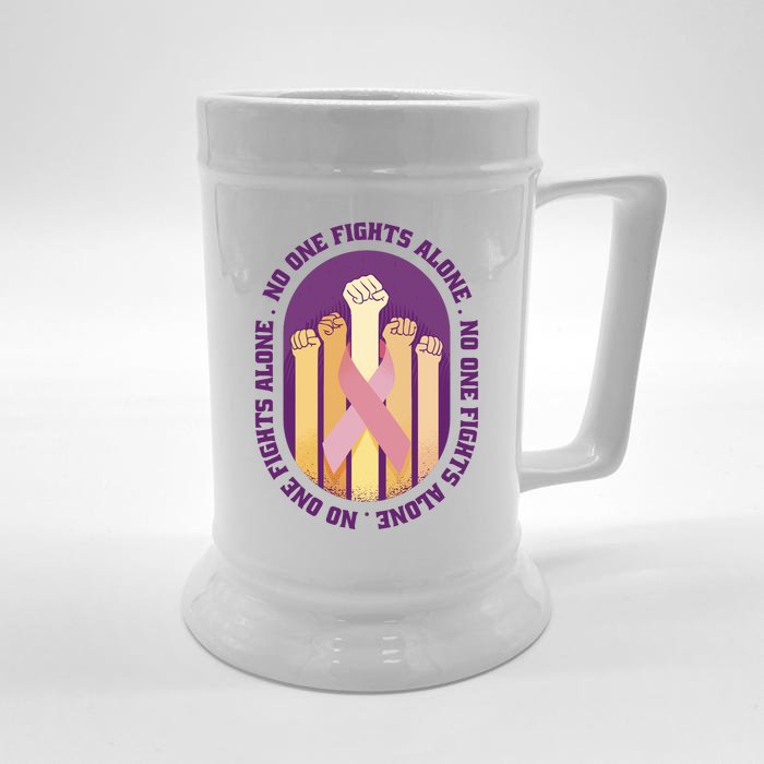 No One Fights Alone Breast Cancer Front & Back Beer Stein