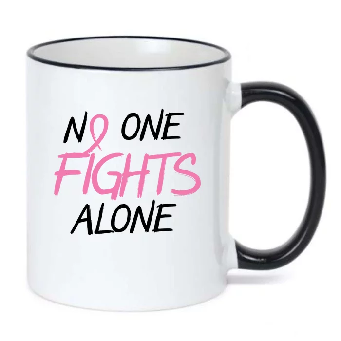 No One Fights Alone Breast Cancer Black Color Changing Mug