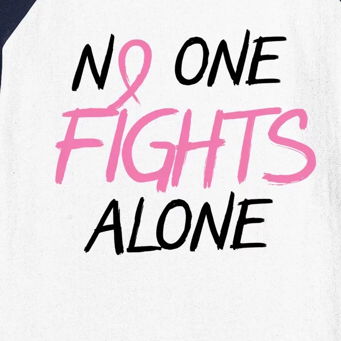 No One Fights Alone Breast Cancer Baseball Sleeve Shirt