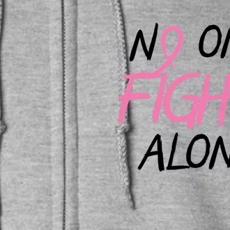 No One Fights Alone Breast Cancer Full Zip Hoodie