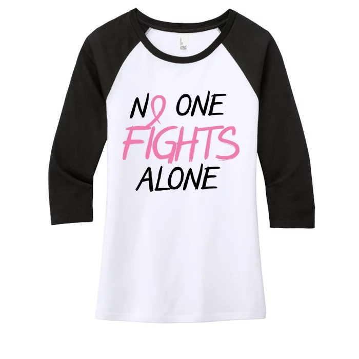 No One Fights Alone Breast Cancer Women's Tri-Blend 3/4-Sleeve Raglan Shirt