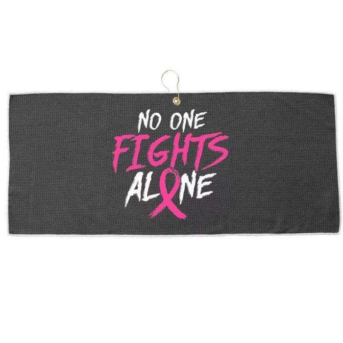 no one fight alone breast cancer awareness month pink ribbon Large Microfiber Waffle Golf Towel