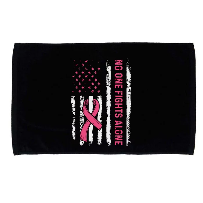 No One Fights Breast Cancer Alone American Flag Microfiber Hand Towel