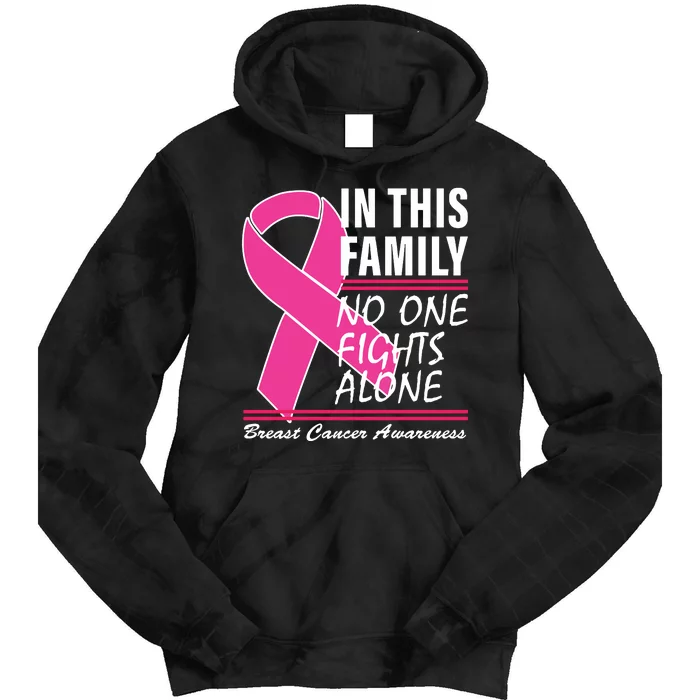 No One Fights Alone Breast Cancer Awareness Ribbon Tie Dye Hoodie