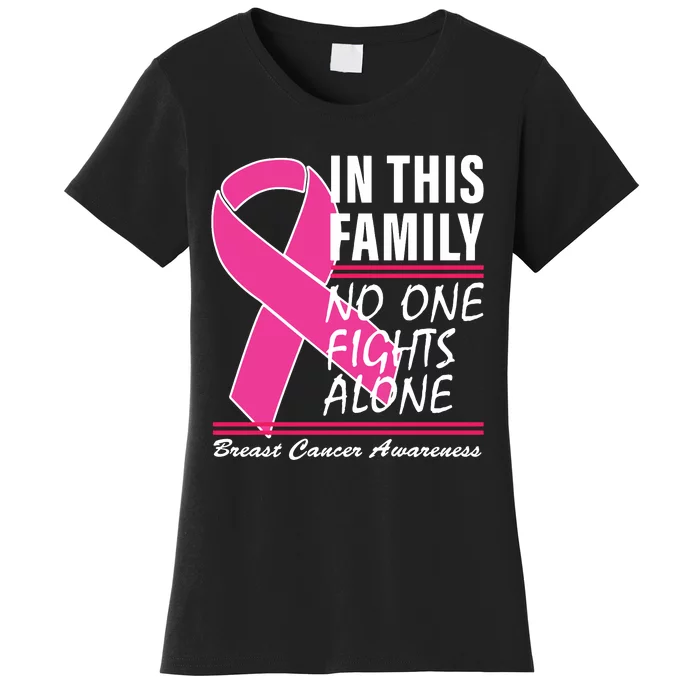 No One Fights Alone Breast Cancer Awareness Ribbon Women's T-Shirt