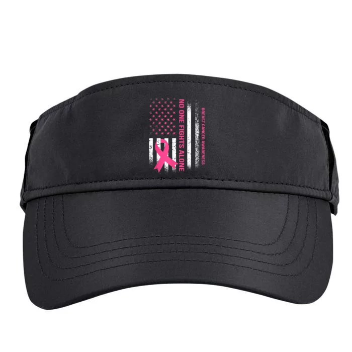 No One Fights Breast Cancer Alone USA Flag Pink Ribbon Adult Drive Performance Visor