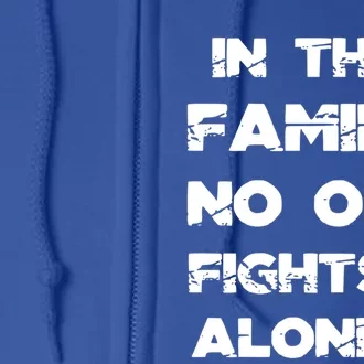 No One Fights Colon Cancer Alone Awareness Blue Ribbon Gift Full Zip Hoodie