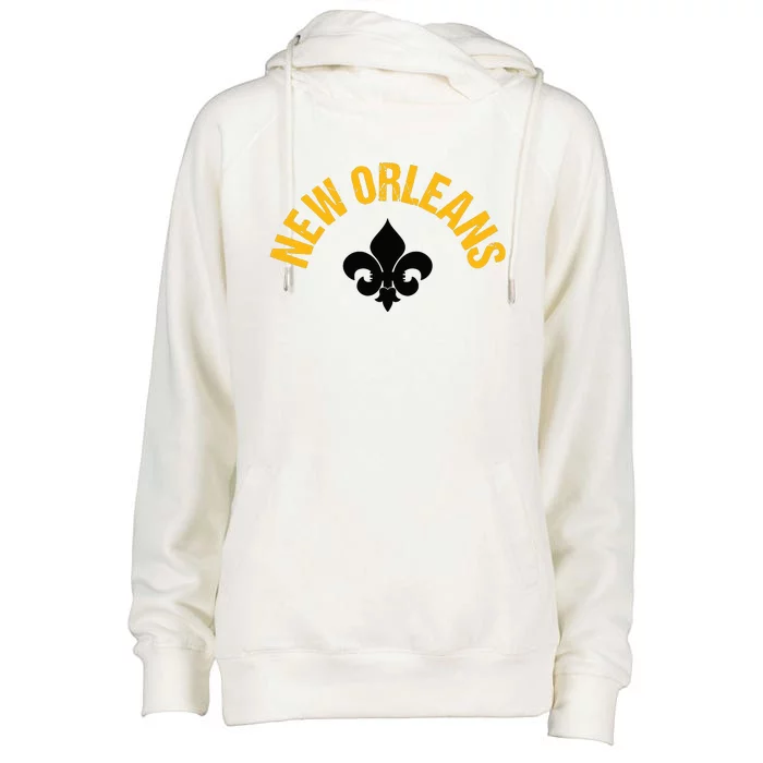 New Orleans Fleurdelis Fleurdelys Design New Orleans Womens Funnel Neck Pullover Hood