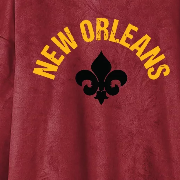 New Orleans Fleurdelis Fleurdelys Design New Orleans Hooded Wearable Blanket